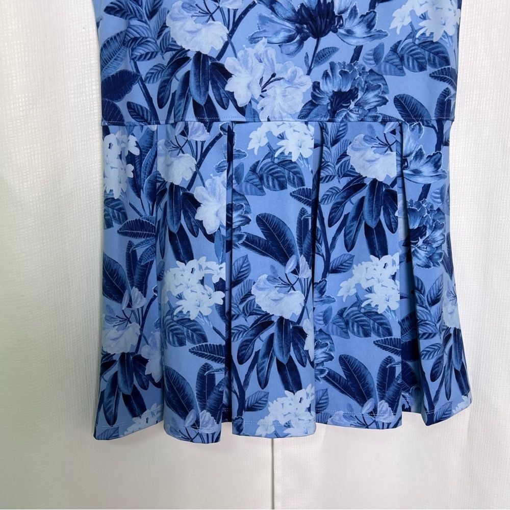 NWT Tommy Bahama Women’s L Active Dress Blue Floral Pleated UPF 50 Quick Dry - Picture 6 of 9